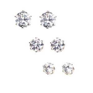 NWT Anne Klein Women's Crystal Silver CZ Stud Earrings in Silver Tone Size 0.4"